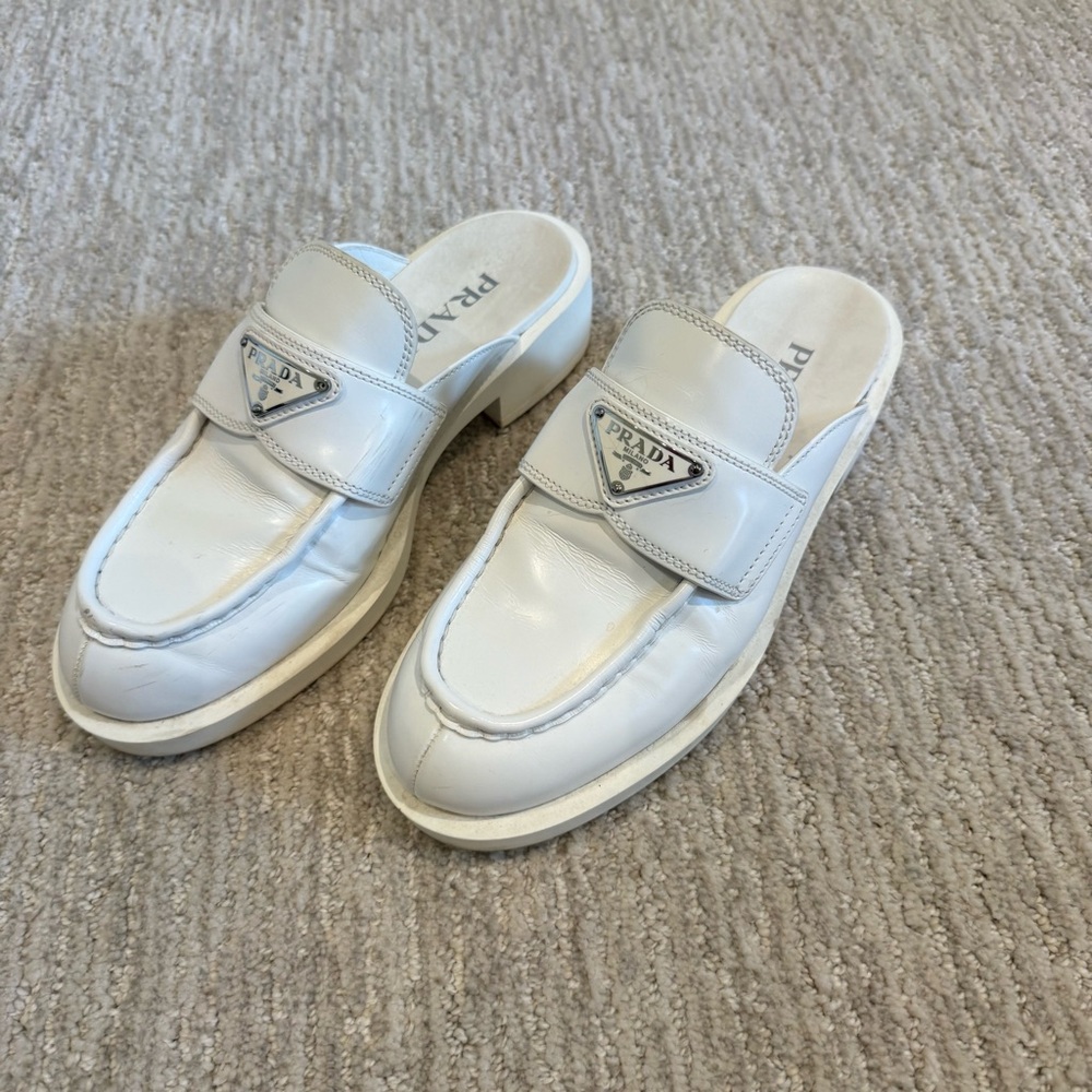 Prada White Slip-On Loafers
